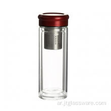 زجاجة ماء زجاجية صديقة للبيئة مع فلتر من الفولاذ المقاوم للصدأ 304